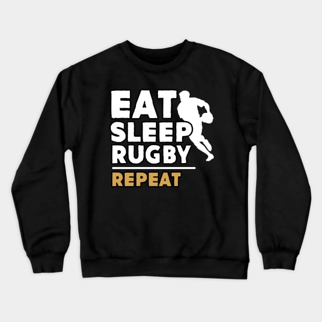 Eat sleep rugby repeat Crewneck Sweatshirt by Antoniusvermeu